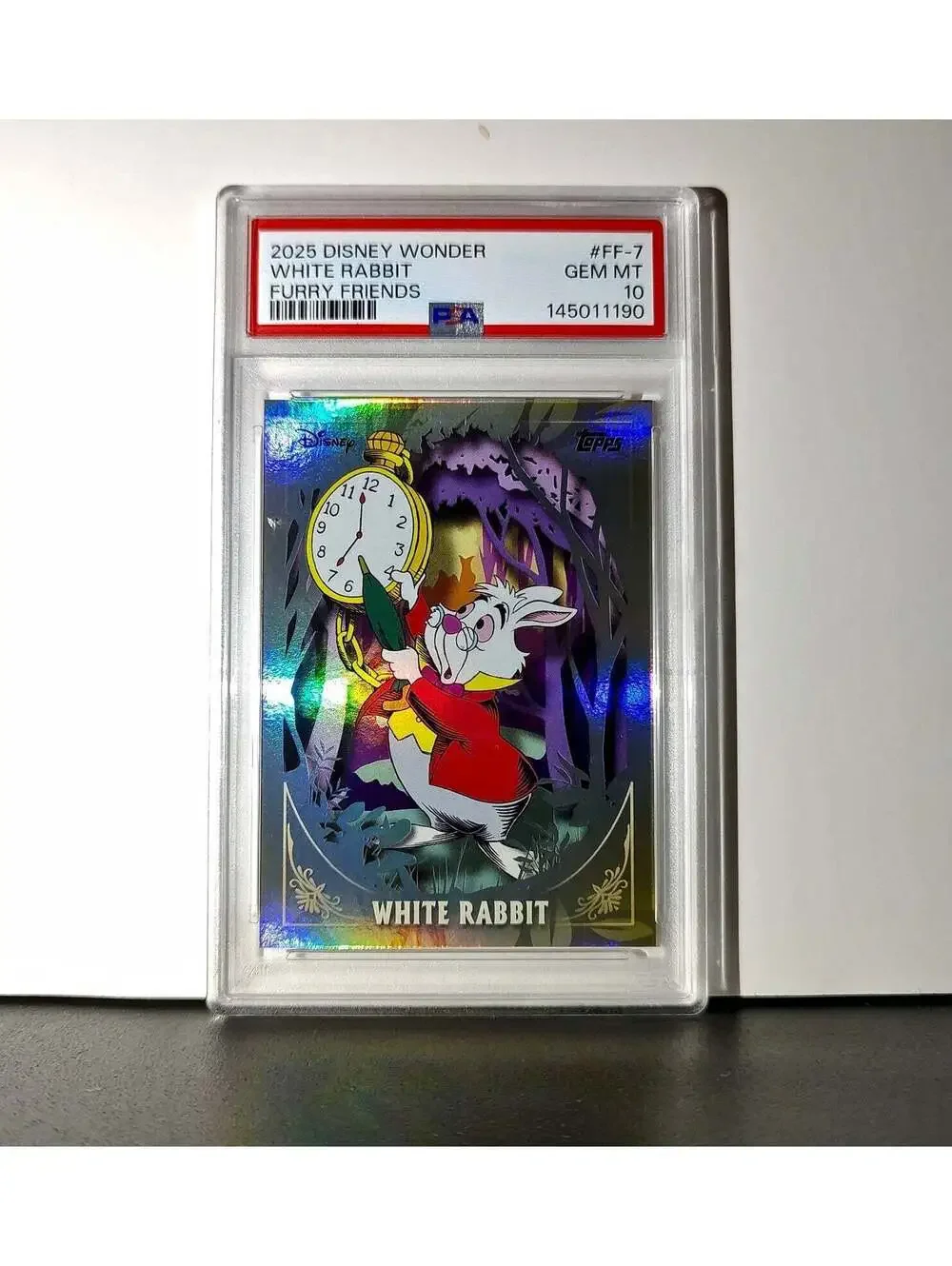White Rabbit 2025 Topps Disney #FF-7 Furry Friends Card PSA 10 Gem